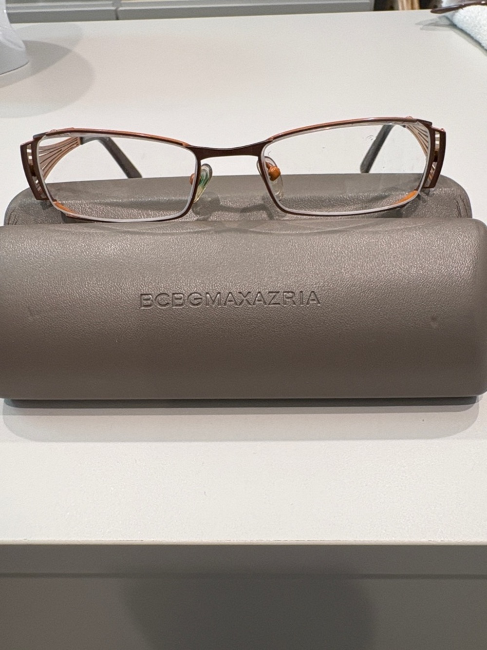 BCBGMaxAzria Brown and Copper Rectangular Eyeglasses